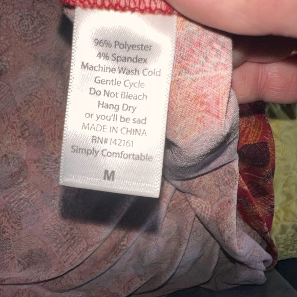 Lularoe medium brick red Carly dress with tree print. Swing dress, hi/lo hem,NWT - Picture 7 of 7